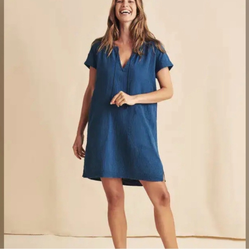 Faherty Brand Ninie Dress - Majolica Blue - MAJOLICA BLUE size Medium